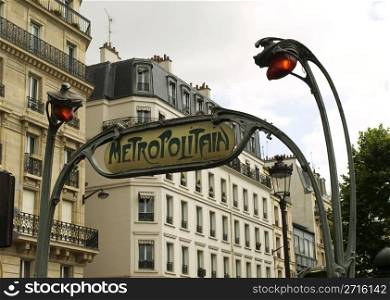 Typical Art Noveau Metro sign in Paris, designed by Hector Guimard, an architect, who is widely considered today to be the most prominent representative of this movement of the end of the nineteenth and beginning of the twentieth centuries.