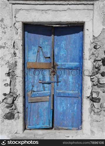 Typical blue door at the Greek islands