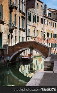 Typical Bridge and Historical Facades in Venice, Italy