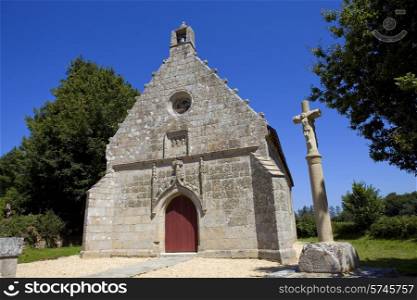 typical brittany chapel at cote rose, north of France