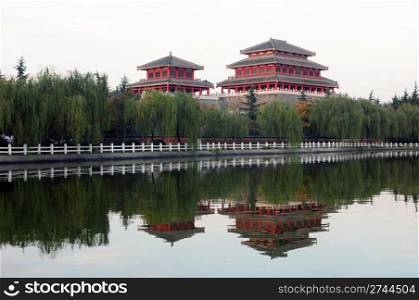 Typical Chinese ancient buildings in Xian China