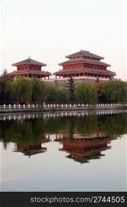 Typical Chinese ancient buildings in Xian China