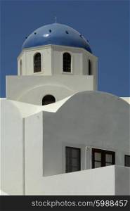 typical church of santorini island, in greece. village of Ia