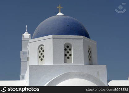 typical church of santorini island, in greece. village of Ia