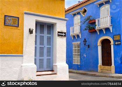 Typical Colonial houses, San Diego Square in the Old City of Cartagena, Colombia&#xA;&#xA;