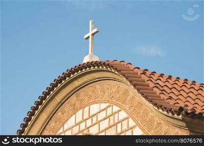 Typical Greek church. Blue sky. Greece