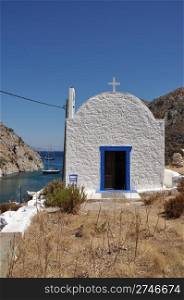 typical greek church in Kalymnos island, Greece