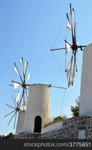 Typical Greek windmills in Lassithi, Krete, Greece.