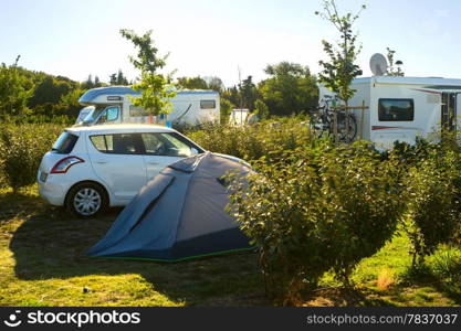 Typical Green camping area in Arles, France
