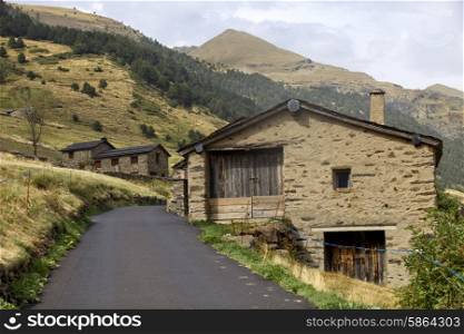 Typical houses at Pyrenees mountains. Andorra la Vella, Andorra