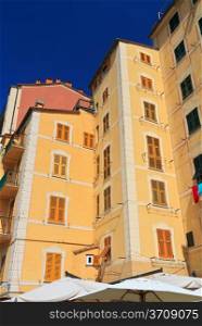 typical houses in Camogli, famous small town in Liguria, Italy
