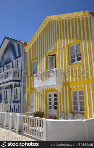 Typical houses of Costa Nova, Ilhavo, Portugal.