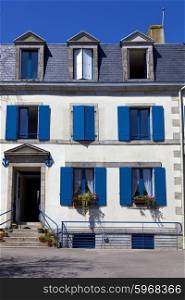 typical houses of the medieval town of concarneau, in the north of france