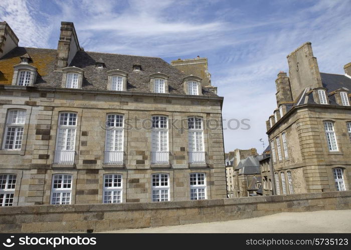 typical intra muros st malo houses, brittany, france