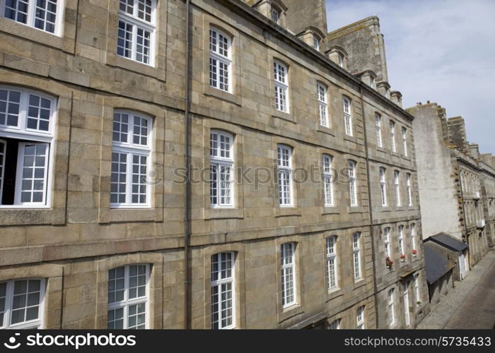 typical intra muros st malo houses, brittany, france