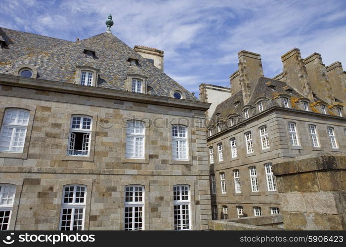 typical intra muros st malo houses, brittany, france