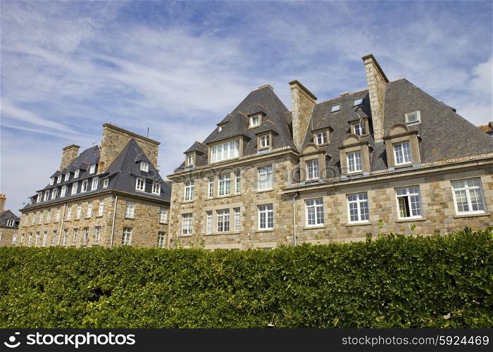 typical intra muros st malo houses, brittany, france
