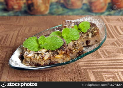 typical Italian cake made ??with chestnut flour, raisins and pine nuts