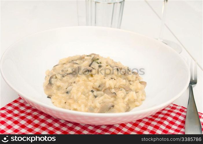 Typical Italian Food - Risotto With Mushrooms - Risotto Con Funghi