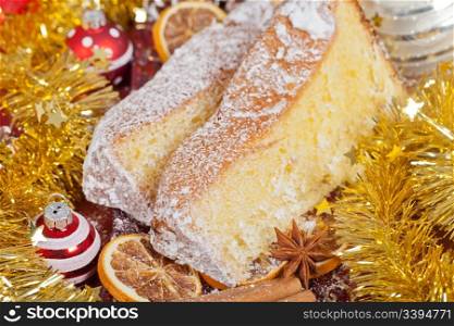 Typical italian Pandoro cake for Christmas holidays