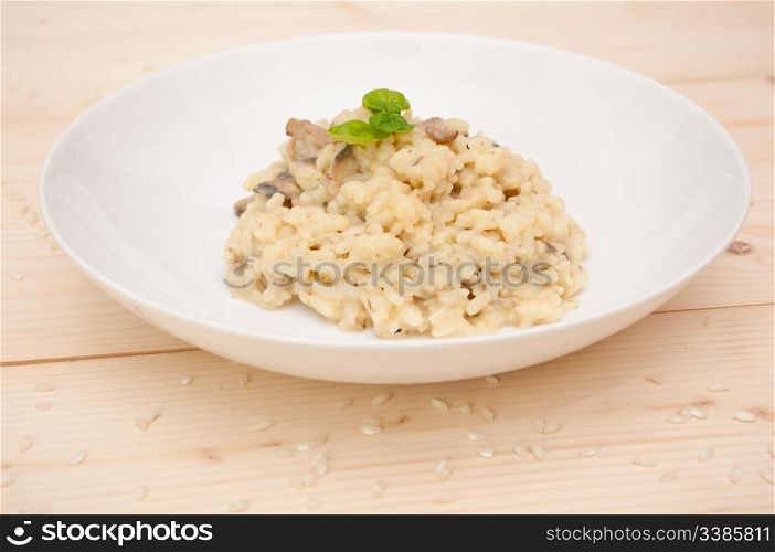 Typical Italian Risotto With Mushrooms - Risotto Con Funghi