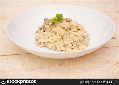 Typical Italian Risotto With Mushrooms - Risotto Con Funghi
