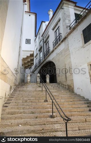 Typical Lisbon city street with stairs and pavement&#xA;
