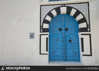 Typical local door of traditional house; Tunis; Tunisia