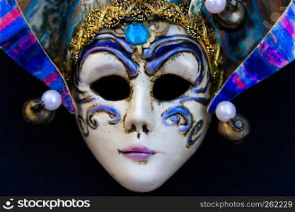 typical masks of the traditional venice carnival