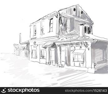 typical old-fashioned European house made in 2d sotware