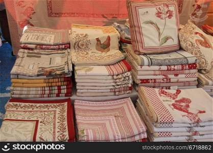 Typical Provencal textile on a local market