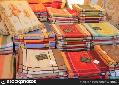 Typical Provencal textile on a local market