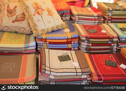 Typical Provencal textile on a local market