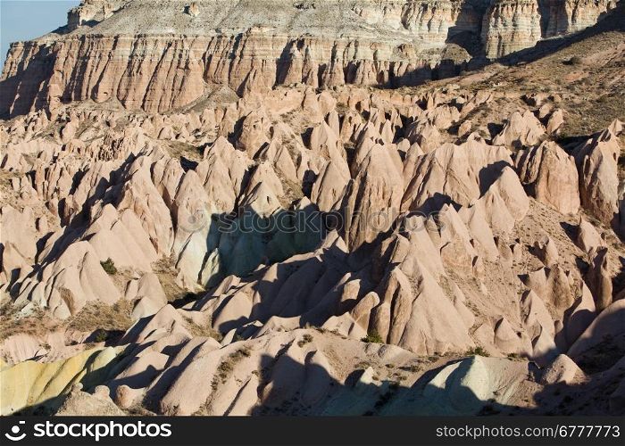 typical rock formations in Cappadocia, Turkey