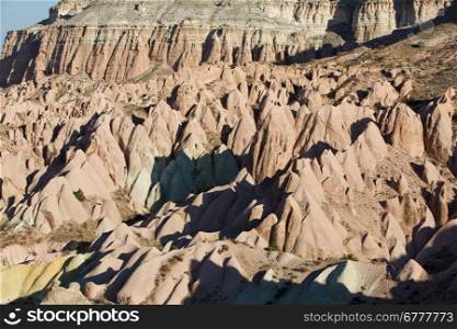 typical rock formations in Cappadocia, Turkey