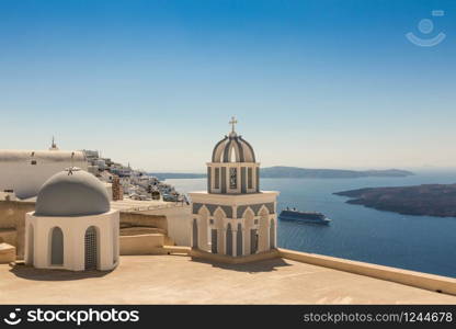 typical Santorini church in Greece in the Cyclades