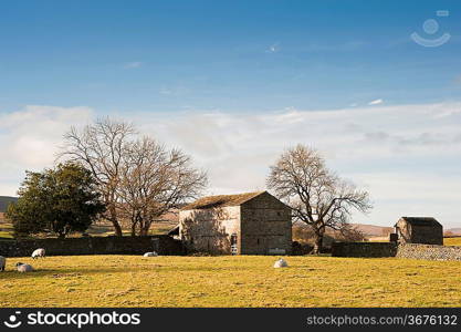 Typical stone barn in Yorkshire Dales National Park England