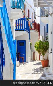 Typical street, Chora, Mykonos, Greece