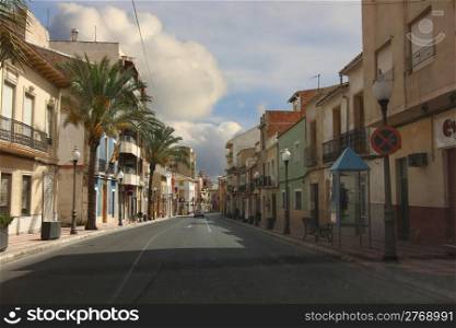 typical street in the town of Aspe, Spain