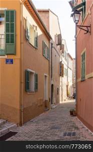 Typical street in Villefranche sur Mer, Cota D'Azur, France