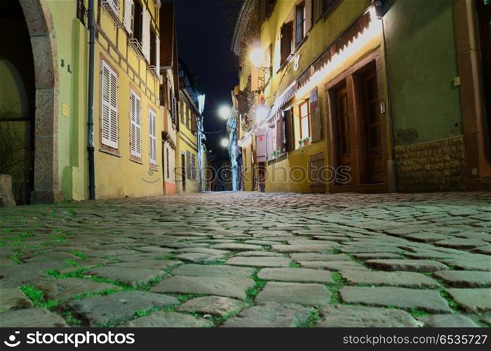 Typical village of Alsace,night scene
