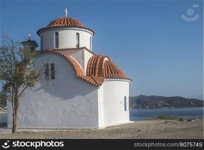 Typical white Greek church. Greece, Gythio