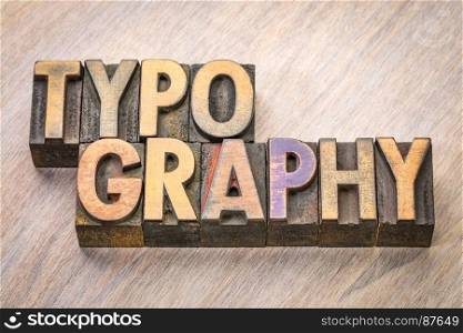 typography word abstract in vintage letterpress wood type