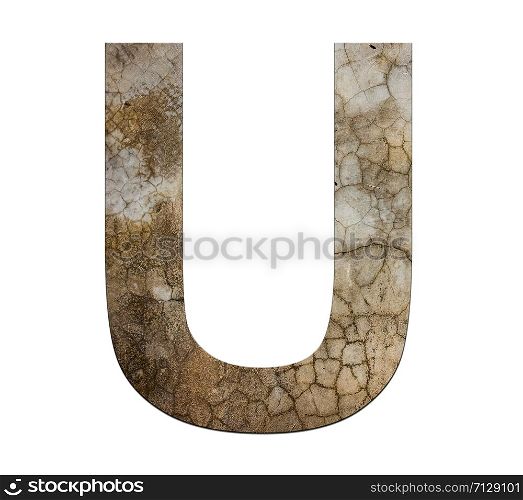 u letter cracked cement texture isolate
