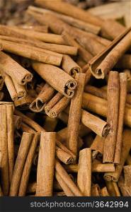 UAE, Dubai, cinnamon sticks for sale at the spice souq in Deira