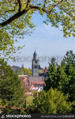 uberlin≥n Munster Tower Panoramic view on beautiful Lake Constance with blue sky