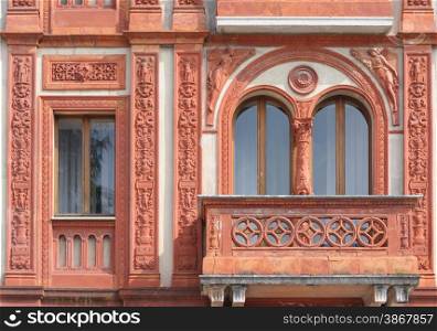UDINE - ITALY - April 2015 :detail of the facade of a house in terracotta of 1878