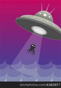 UFO capturing an octopus