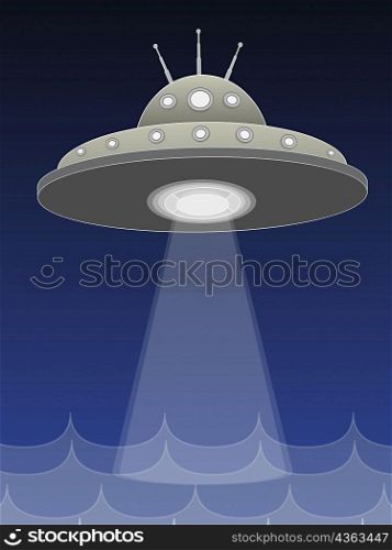 UFO flying over the sea