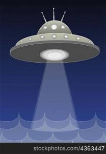 UFO flying over the sea